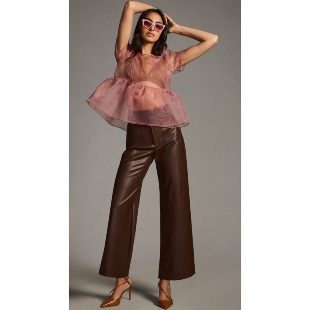 The Colette Cropped Vegan Leather Pant by Anthropologie